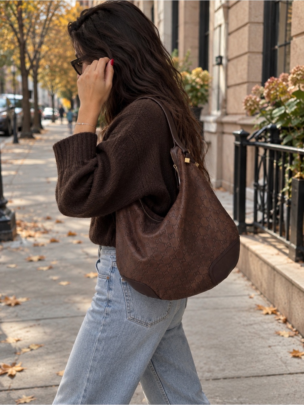 Vintage Gucci Guccissima Chocolate Brown Leather Slouchy Hobo Shoulder Bag 🤎